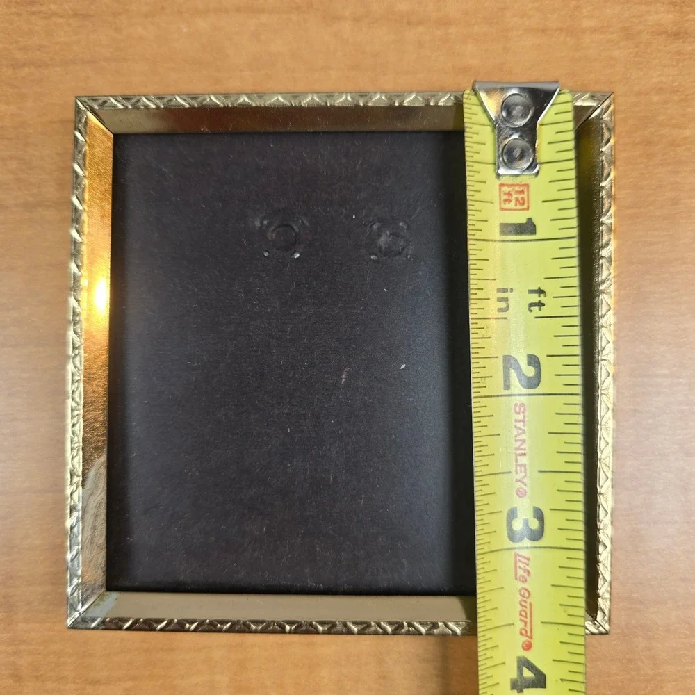 9 miniature photo picture frames with glass gold brass tone 2.5